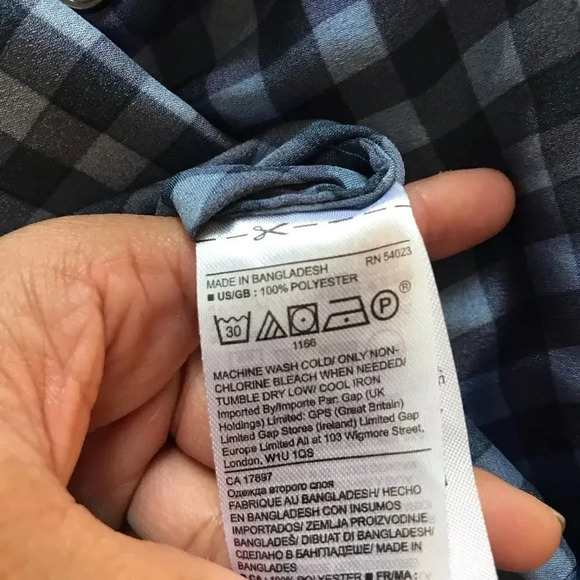 Blue checkered print button down - Picture 7 of 8